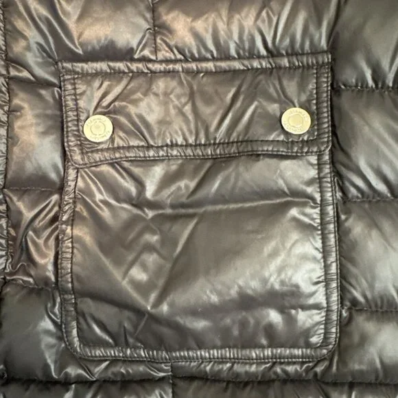 Calvin Klein Black Premium Down puffer Jacket Short, Woman’s Medium zip pocket - Picture 9 of 14
